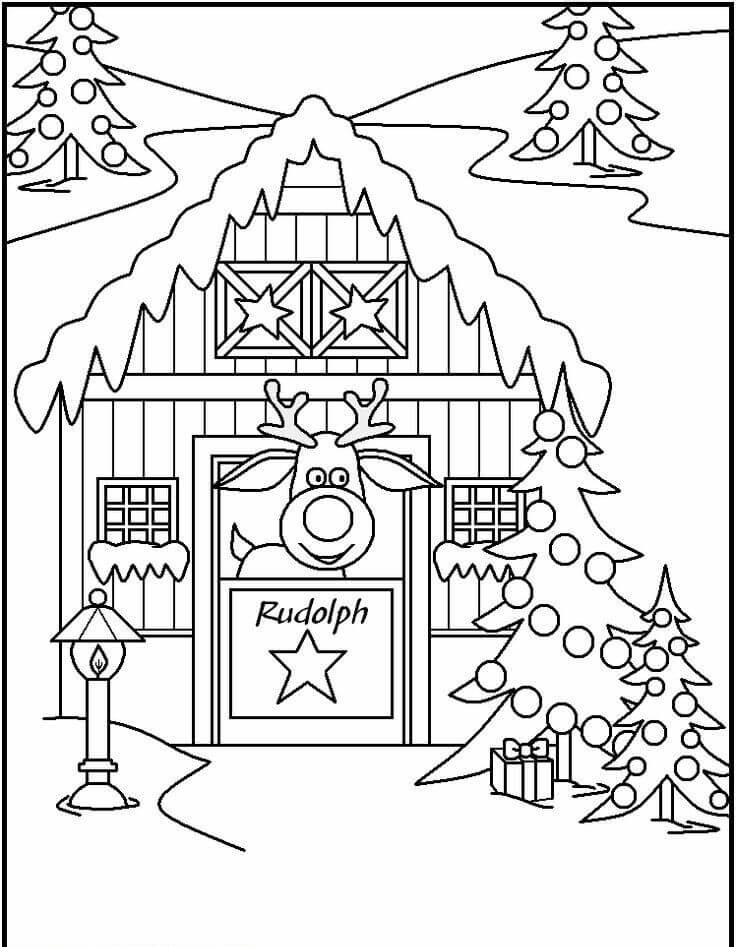 Rudolf Christmas Coloring Pages