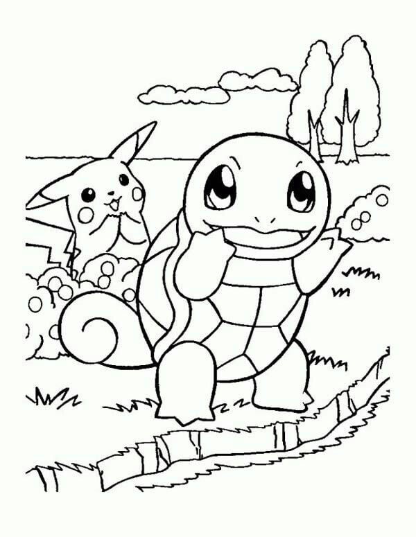 Squirtle And Pikachu Pokemon Coloring Pages