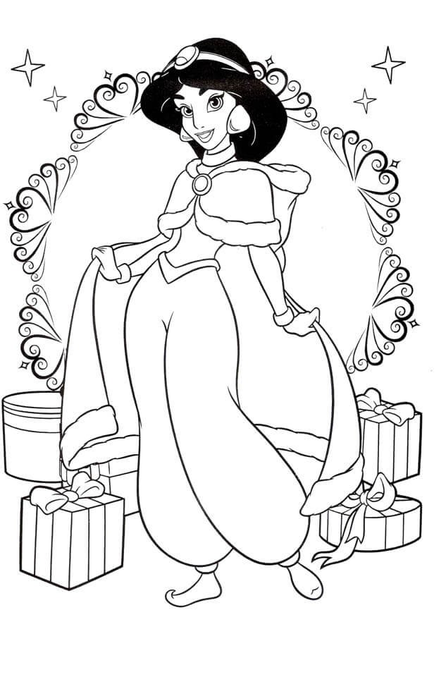 Princess Jasmine Christmas Coloring Pages