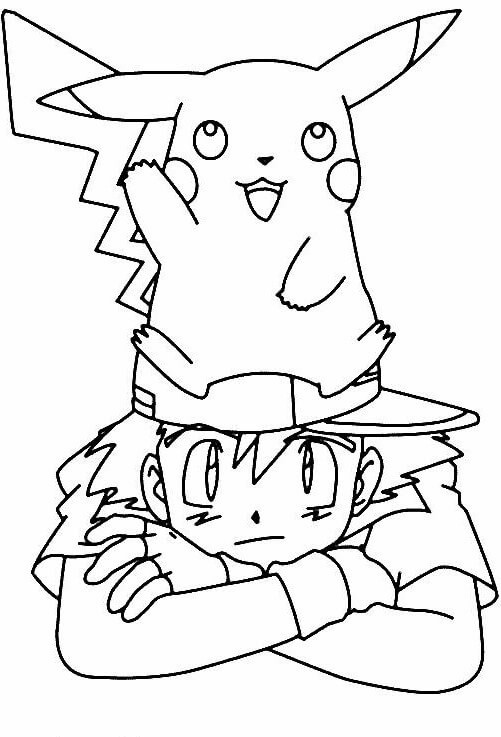 Pikachu And Ash Pokemon Coloring Pages
