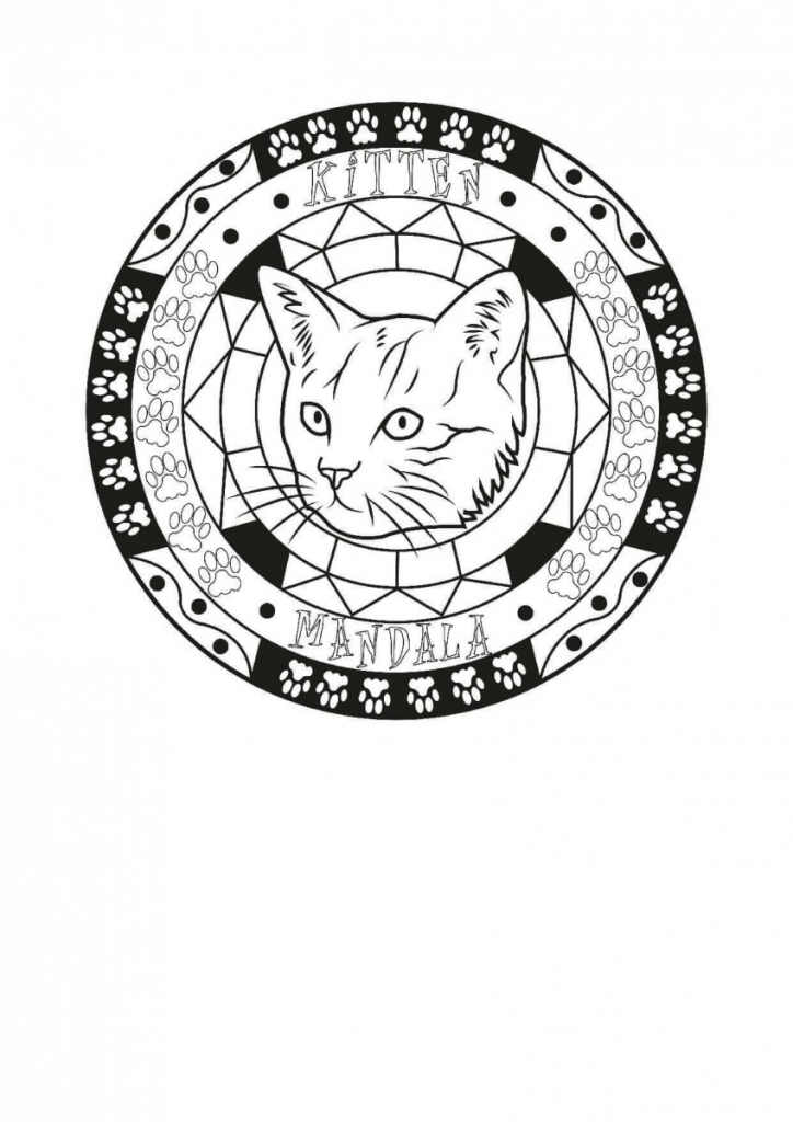 Kitten Mandala Coloring Page