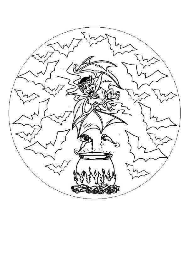 Witches Mandala Coloring Page