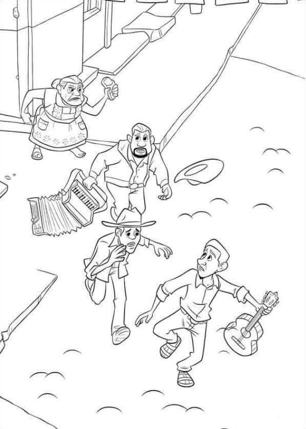 Abuelita Chasing Everyone Coco Coloring Page