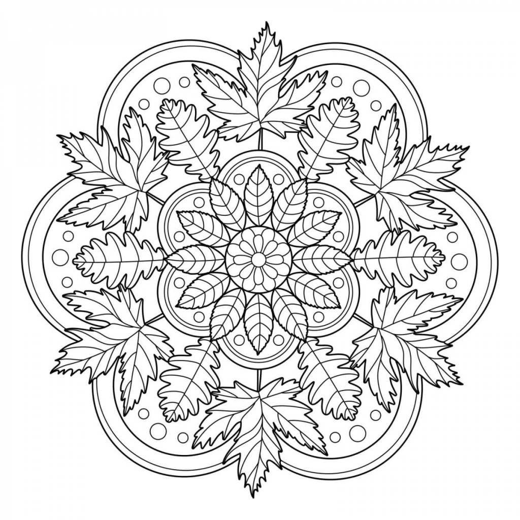 Leaf Mandala Coloring Page