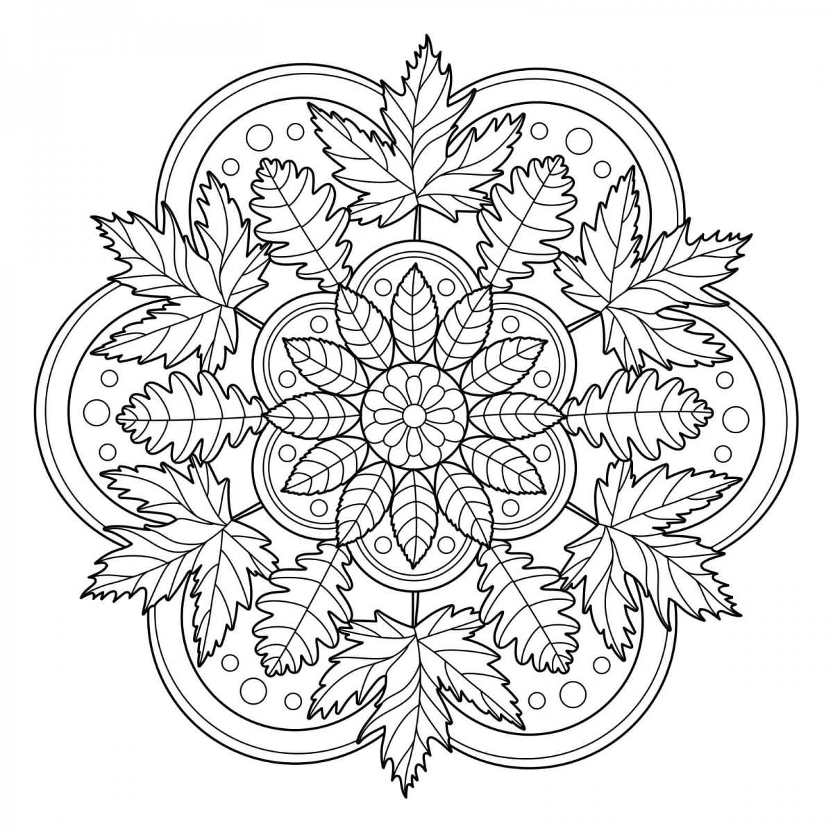 43. Leaf Mandala Coloring Page