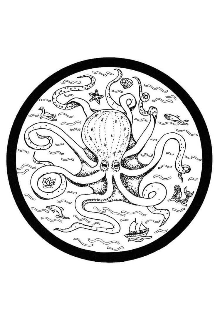 6.The Protector Of The Sea Mandala Coloring Page