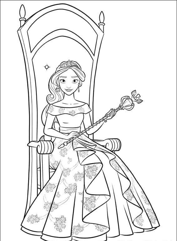 Elena On The Throne Elena of Avalor Coloring Page