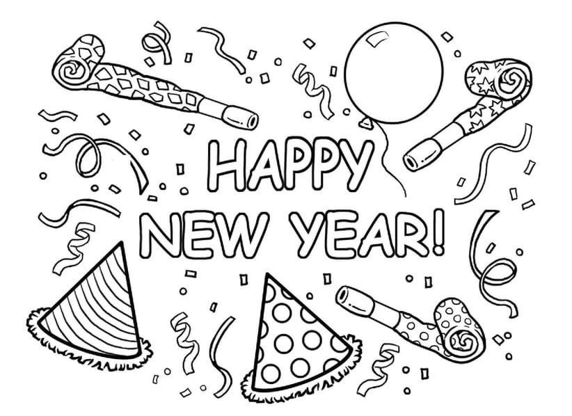 Happy New Year Coloring Pages