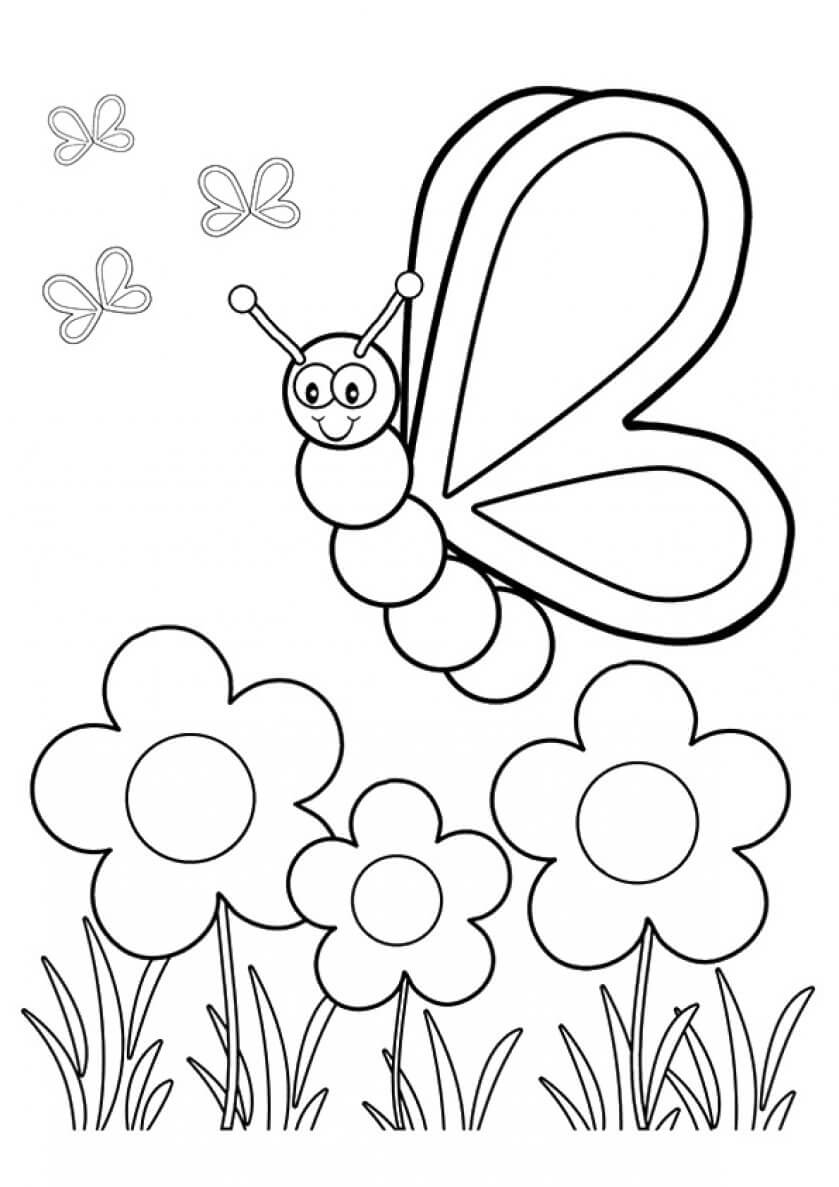 22 Flower And Butterfly coloring page