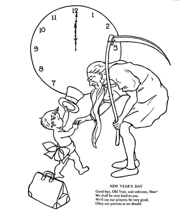 Father Time New Year Coloring Page