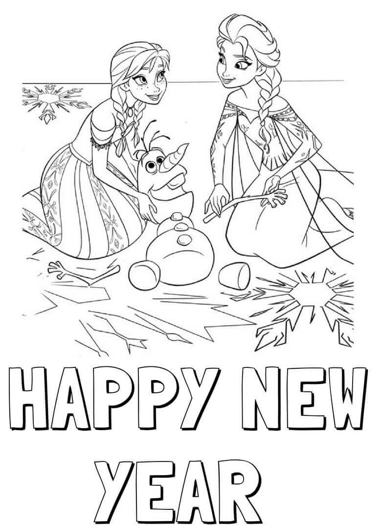 31. Frozen New Year Coloring Page