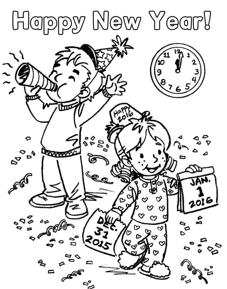 New Year Party Coloring pages