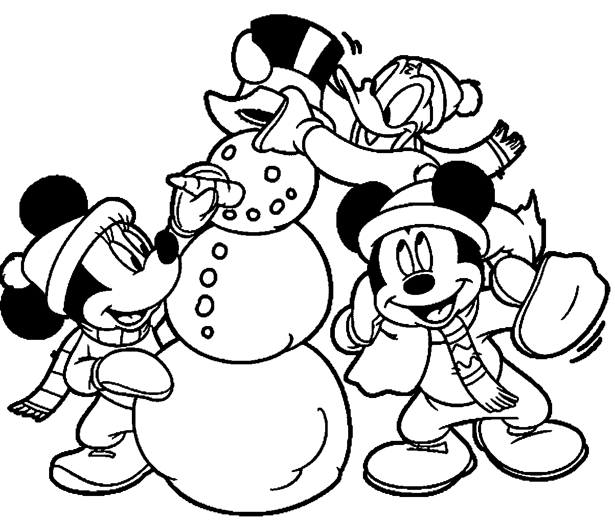 Snowman New Year Coloring Page