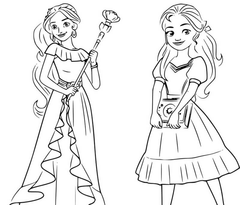 Elena of Avalor and isabel coloring page