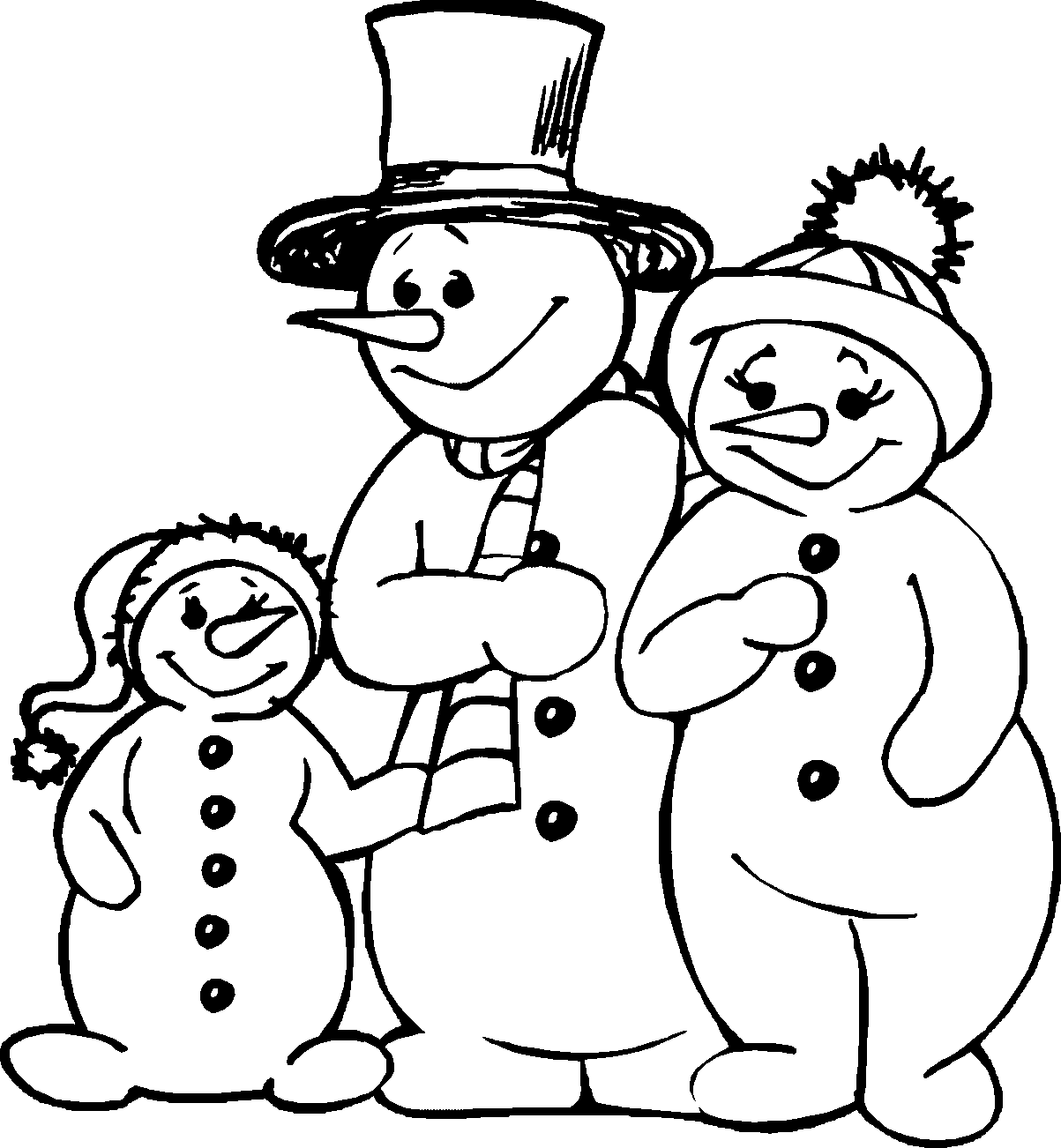 39. New Year For The Snowman Family Coloring Page