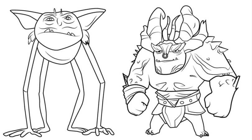 Draal the Deadly and Goblin TrollHunters Coloring Page