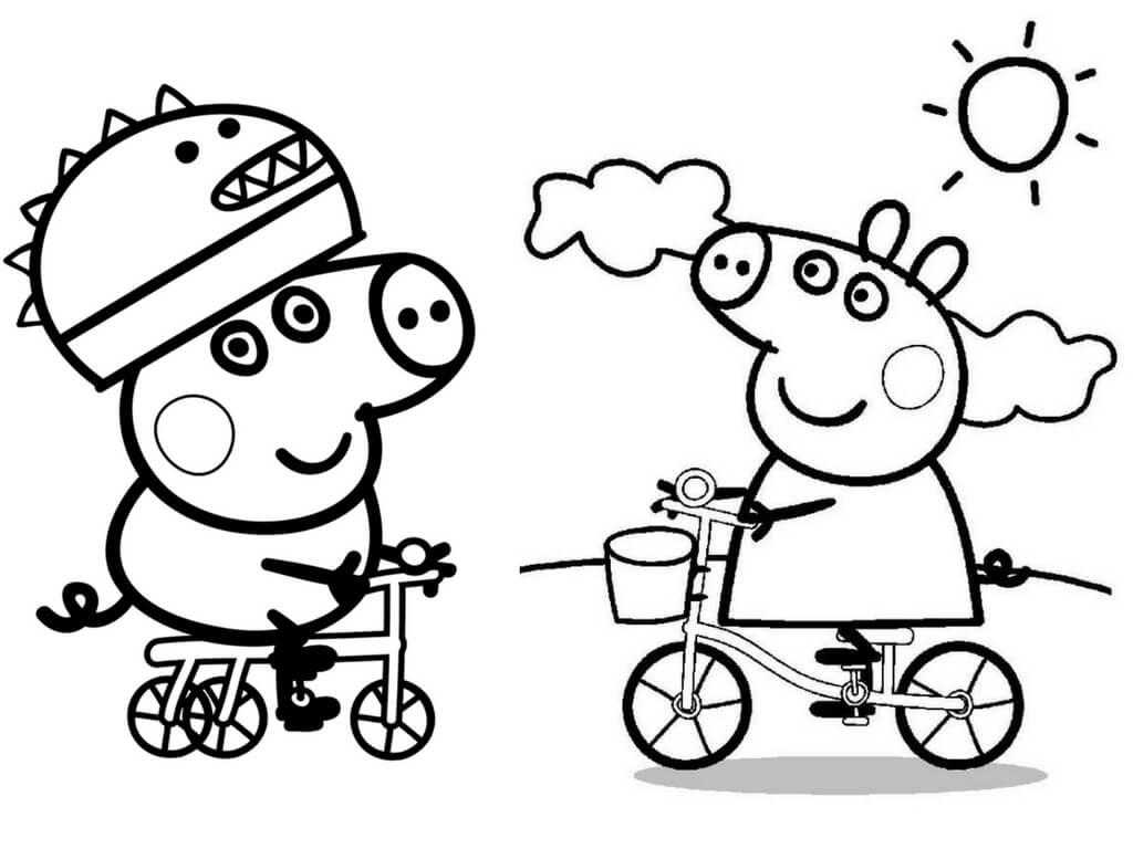 George Pig And Peppa Pig Coloring Page