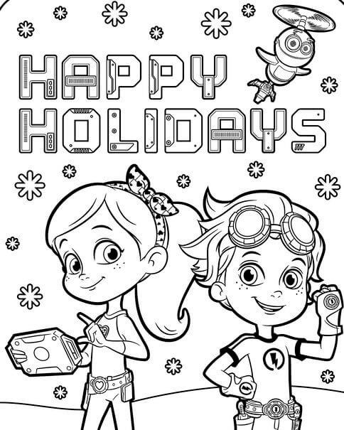 Happy Holidays with Rusty Rivets Coloring Pages