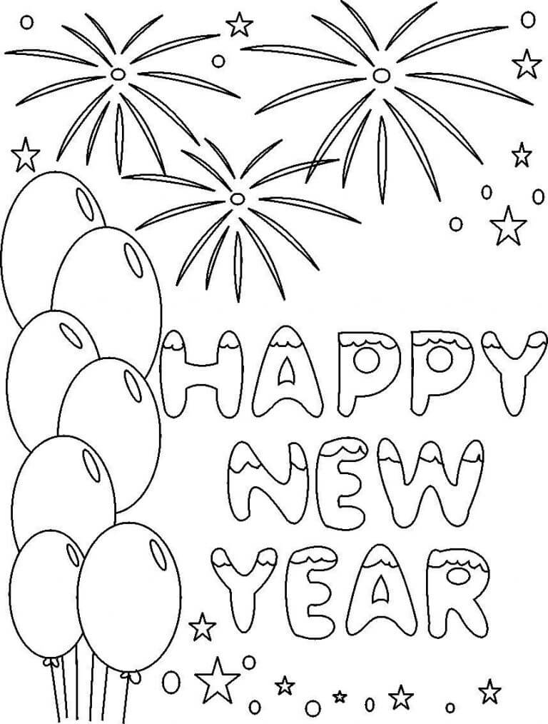 Happy New Year 2018 Coloring Page