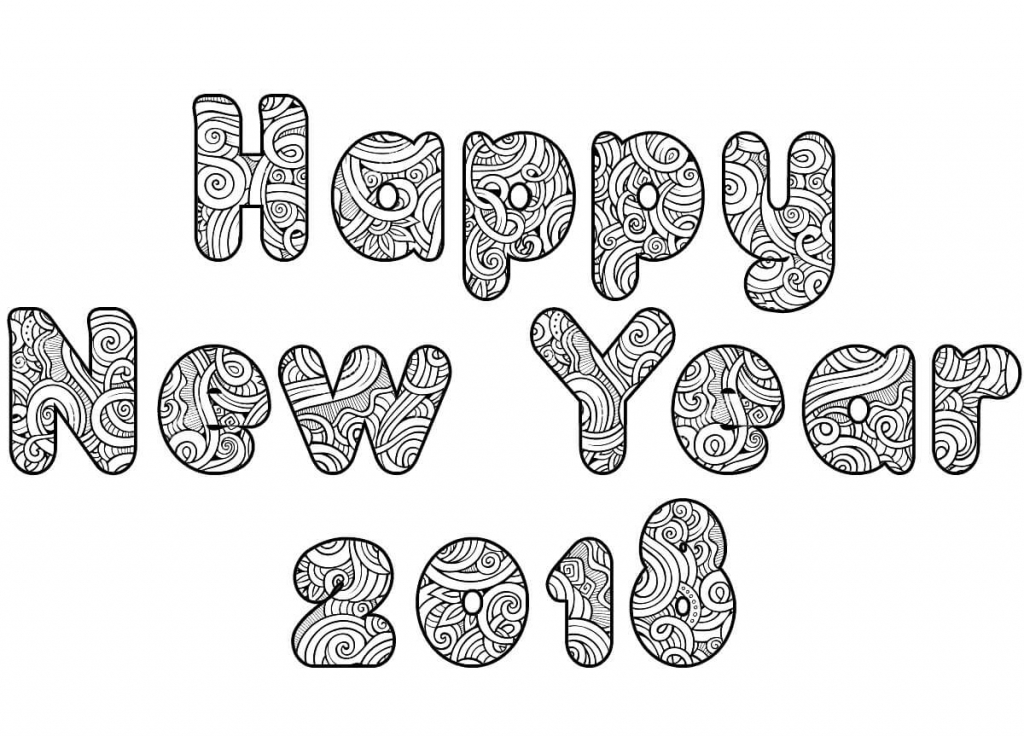 Happy New Year 2018 Coloring Pages