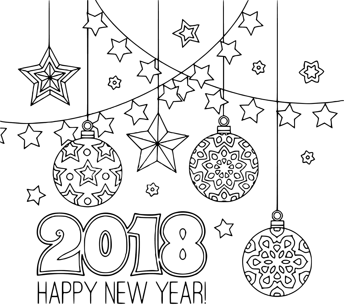 Happy New Year 2018 Coloring Pages