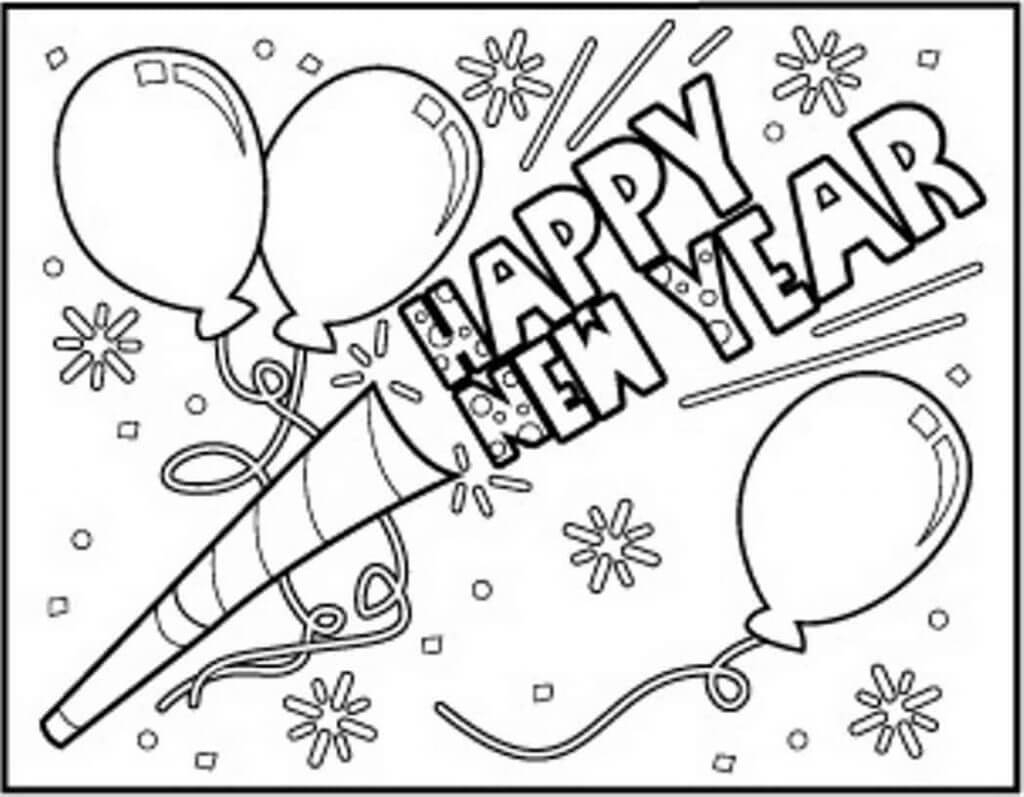 Happy New Year Coloring Page
