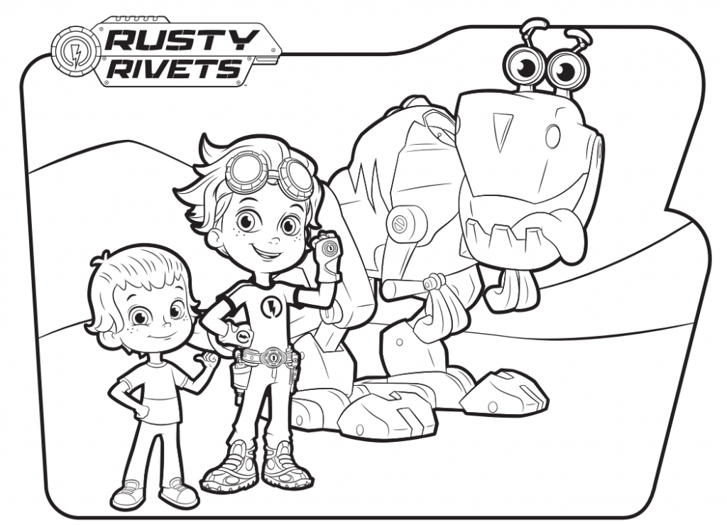 Liam, Rusty And Botasaur Coloring Page