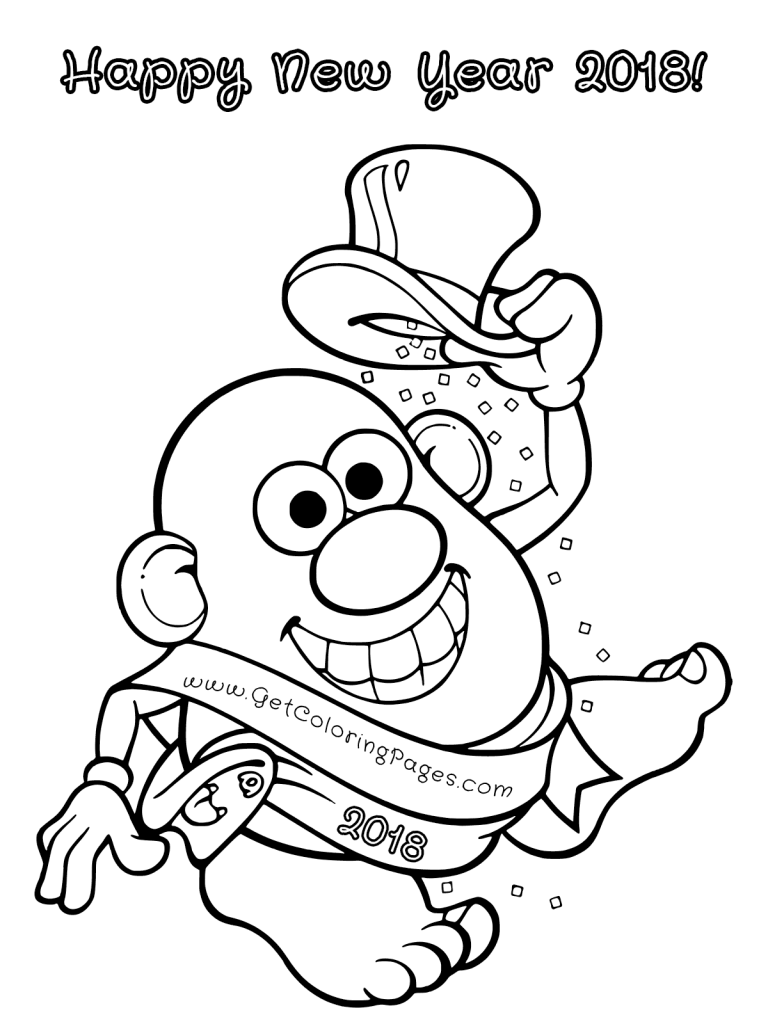 Mr. Potato Head New Year 2018 Coloring Page