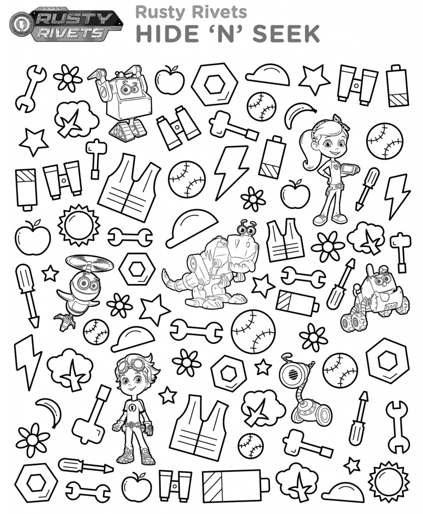 Nick Jr. Rusty Rivets Hide ‘N’ Seek Printable Coloring Page