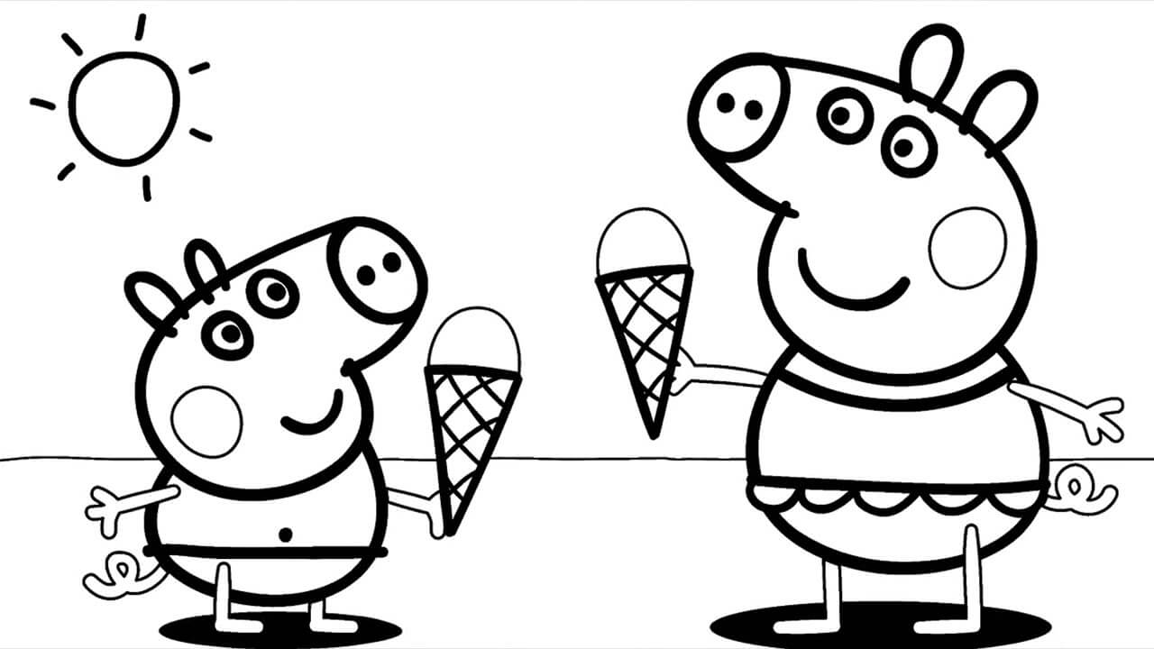 Peppa Pig And George Coloring Page