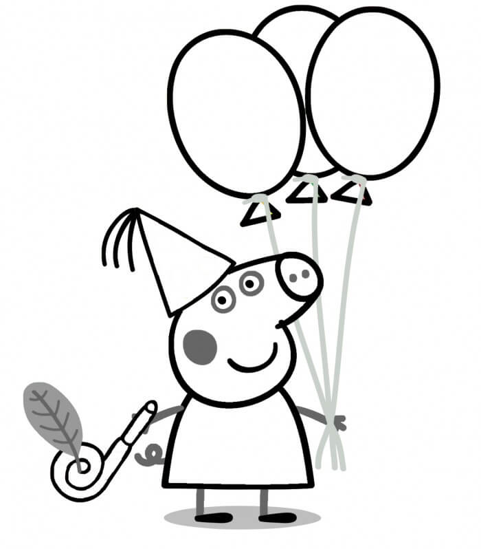 Peppa Pig Birthday Coloring Page