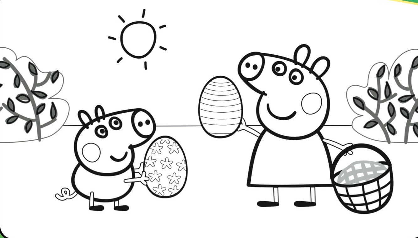 Peppa Pig Easter Coloring Page