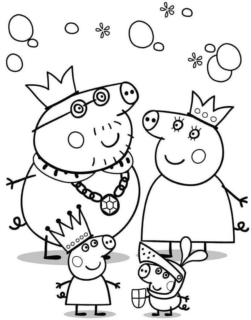 Peppa Pig Family Coloring Page