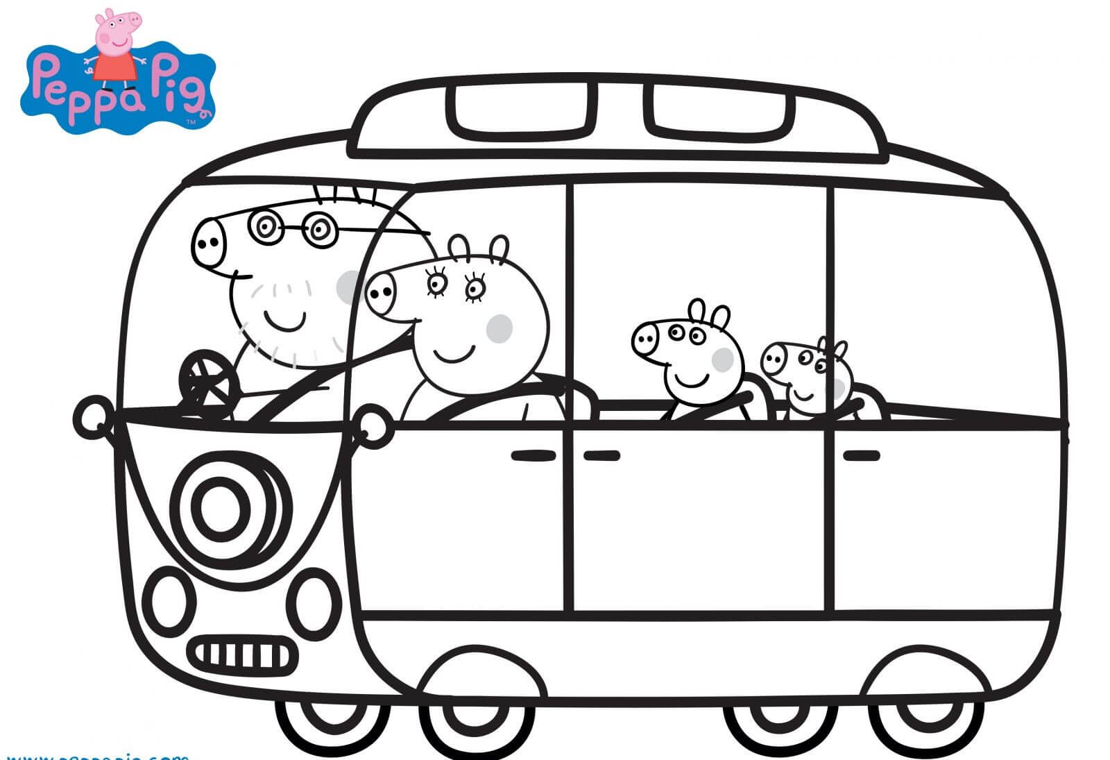 Peppa Pig Family Traveling Coloring Page