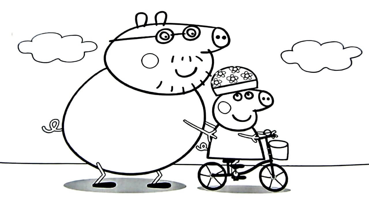 Peppa Pig With Daddy Coloring Page