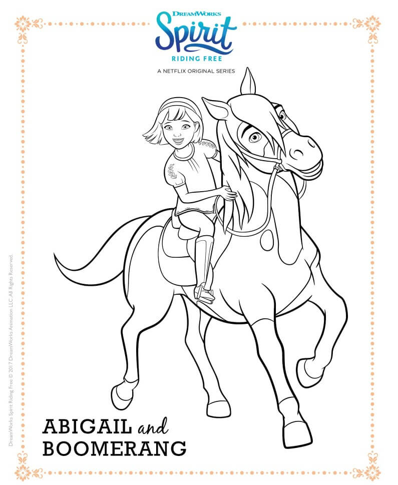 Spirit Riding Free Coloring Page Abigail and Boomerang