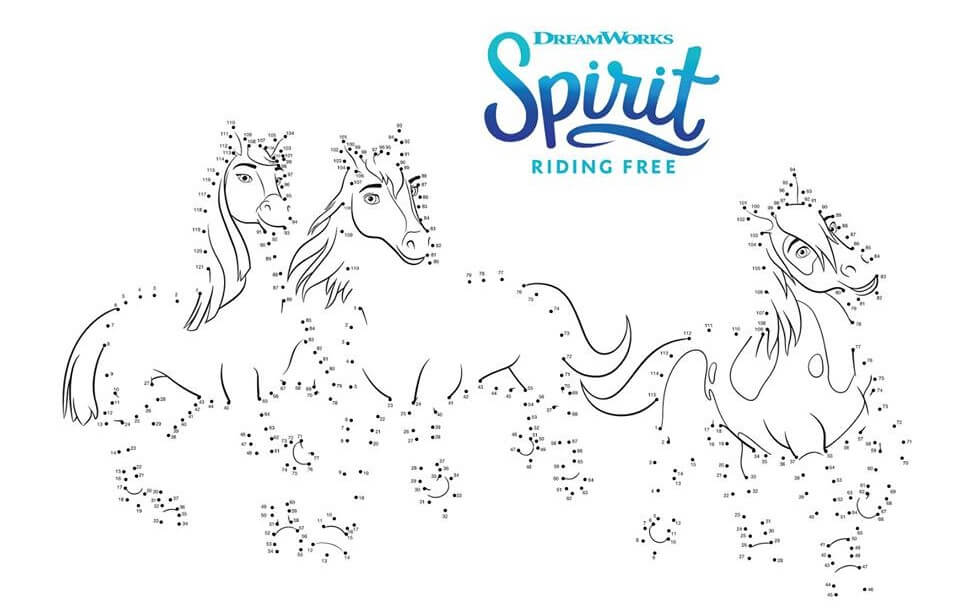 Spirit Riding Free Connect The Dots Coloring Page