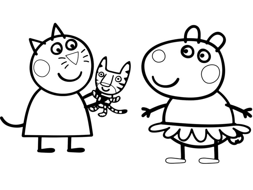 Suzy And Candy In Peppa Pig Coloring Page