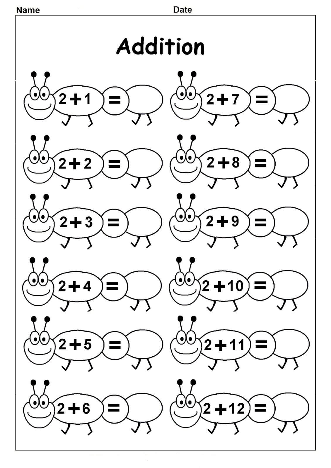 Free Printable Simple Addition Worksheets For Kindergarten