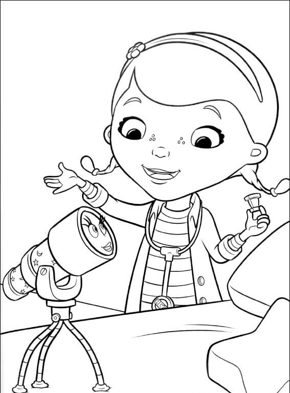 Aurora the Telescope And Doc McStuffins coloring page