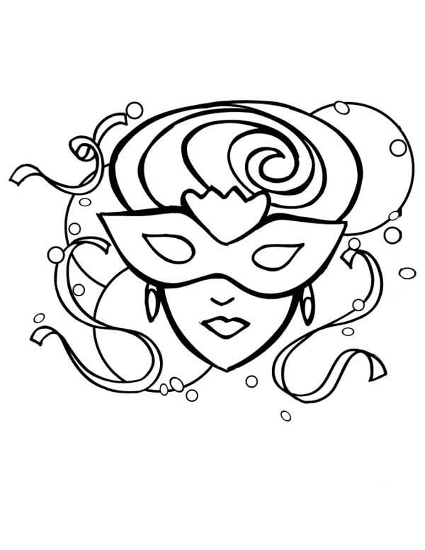 Beautiful Lady On Mardi Gras Coloring Page