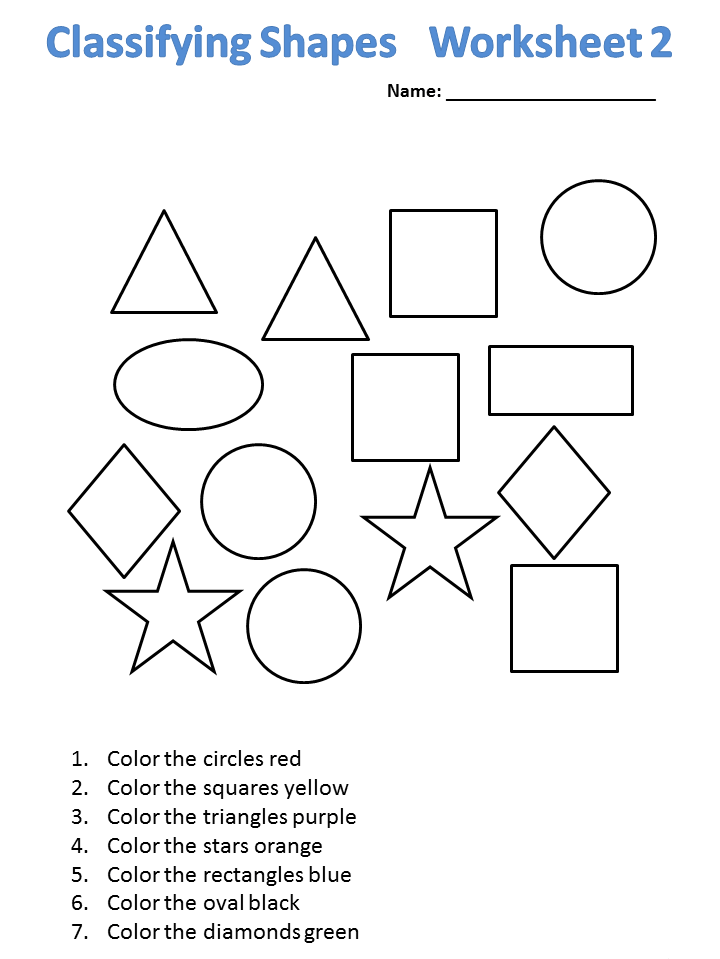 Classifying Shapes Kindergarten Math Worksheet