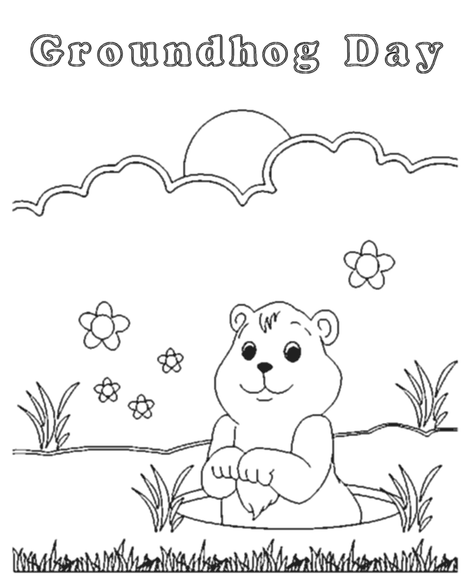 Cute Groundhog day coloring pages