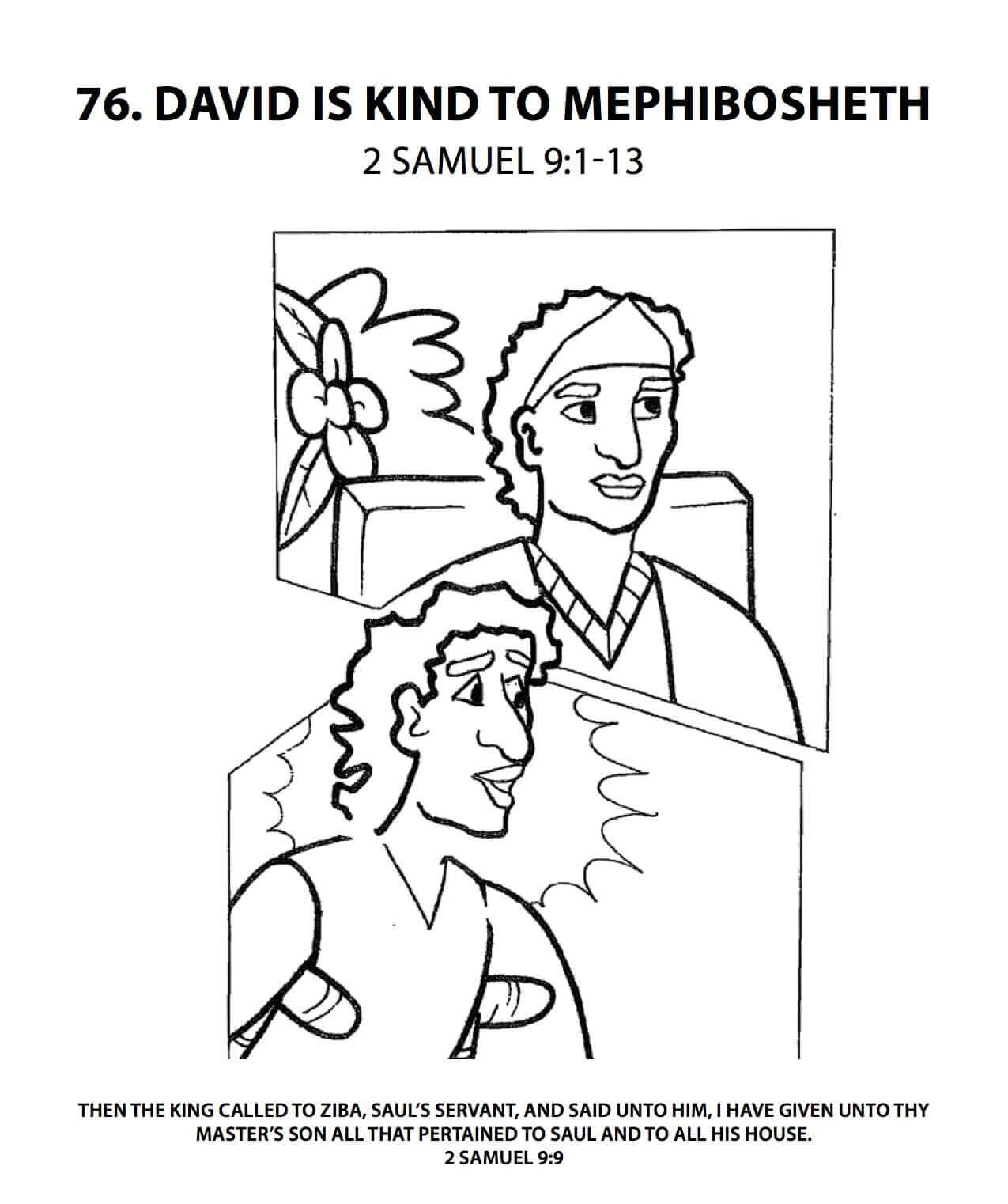 David and Mephibosheth Sunday School Coloring Page