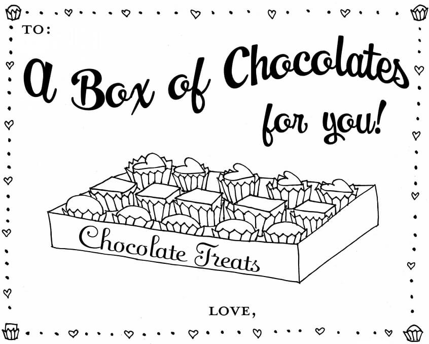 February Chocolates Coloring Pages