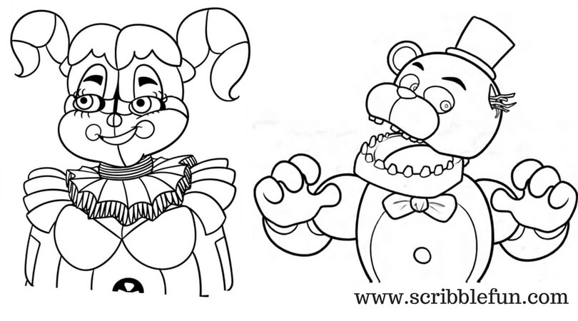 Freddy And Circus Baby fnaf coloring pages