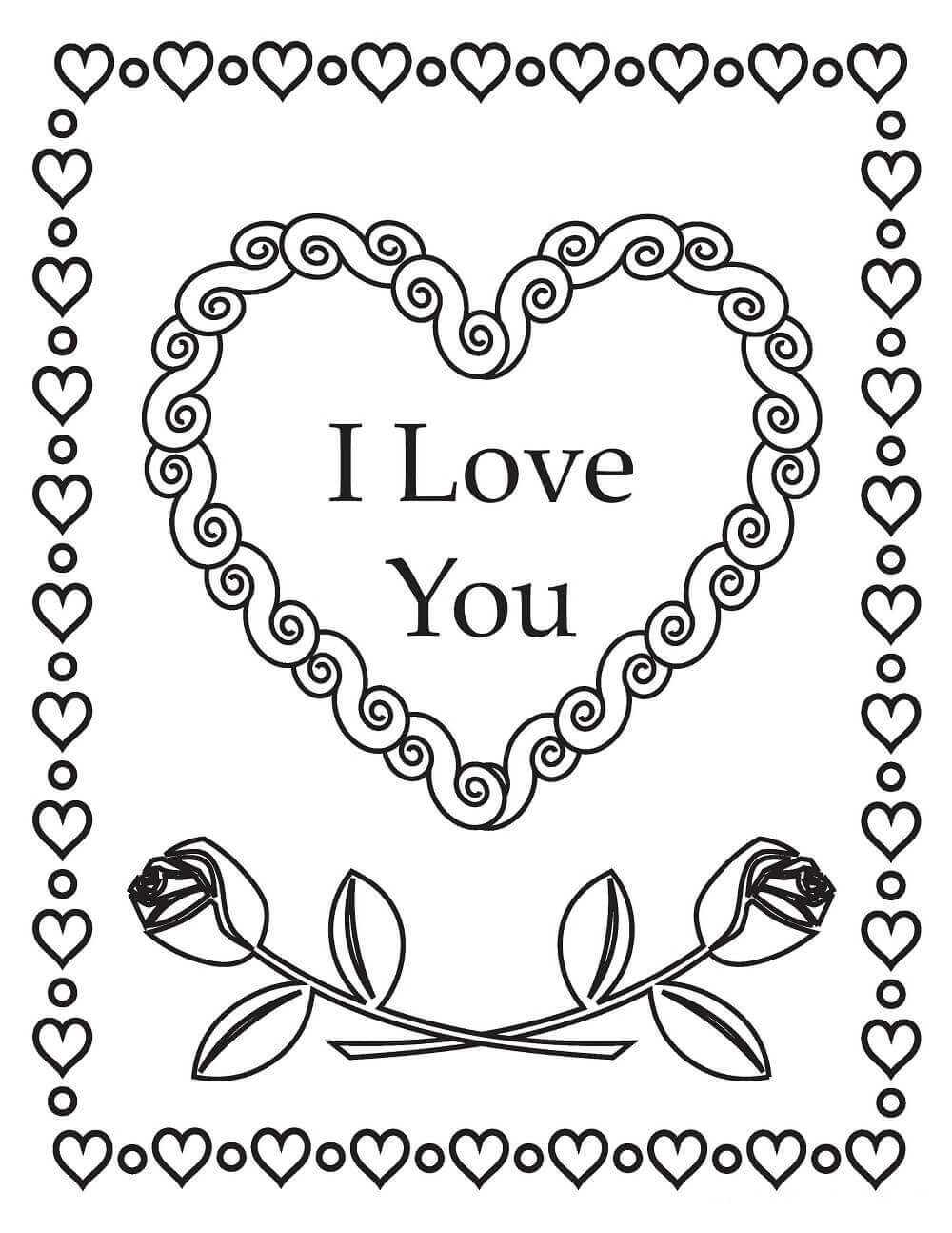 Free printable Valentines Day Card Coloring Pages