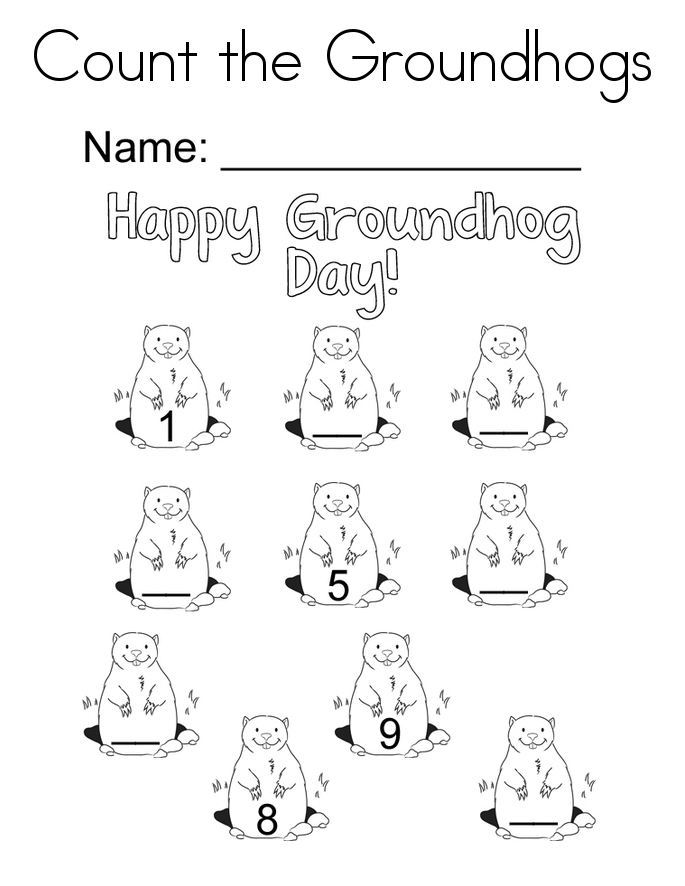 Free Printable Groundhound Day Coloring Worksheets