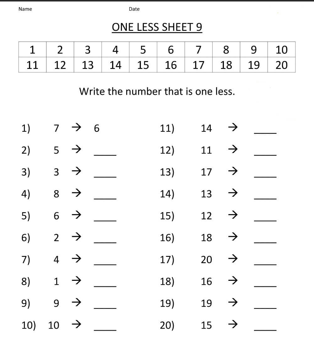 Free Printable Kindergarten Math Worksheets