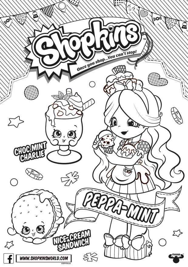 Peppa-Mint Shopkins Shoppies coloring pages